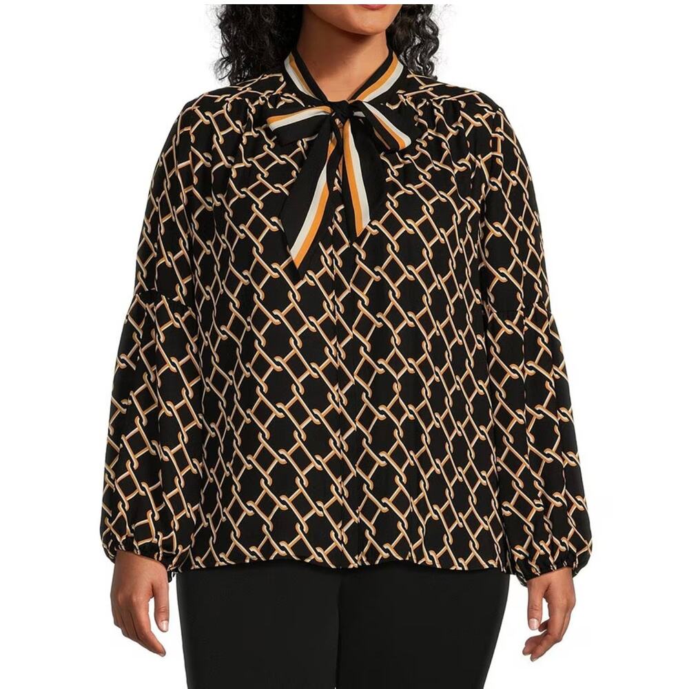 Investments Women's Chain Cheo Bow Blouse 1X